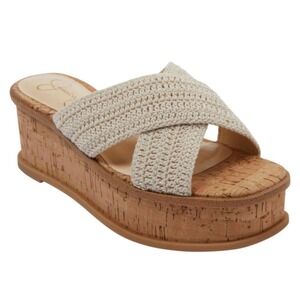 Jessica Simpson Ediza Platform Cork Wedge‎ Sandals Crochet Size 11 NWT Boho